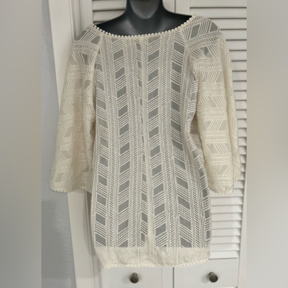 Amanda Uprichard cream colored herringbone patterned top au medium - Picture 3 of 7